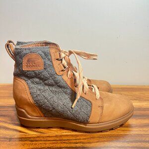 Sorel Ankle Boots Booties Tan Gray Women's Size 8